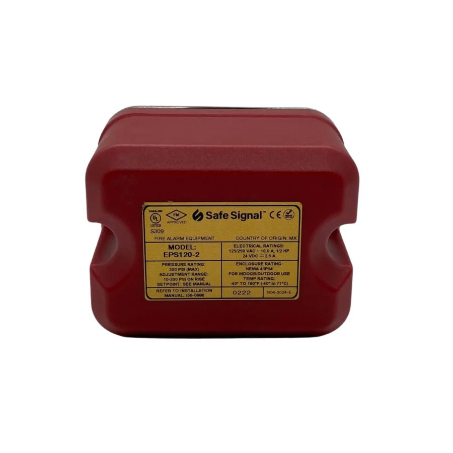 Safe Signal EPS120-2 two SPDT switches from System Sensor with metal casings and toggle levers, designed for safety systems.