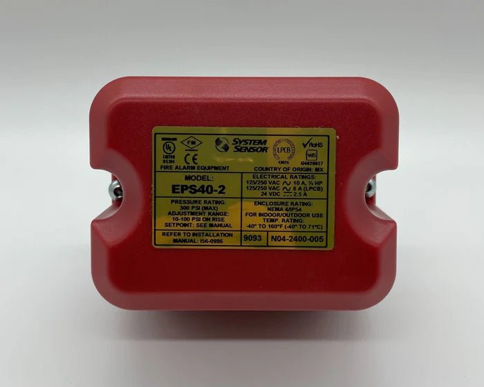 System Sensor EPS40-2 smoke detector with alarm and mounting bracket, black plastic housing, designed for fire safety systems.
