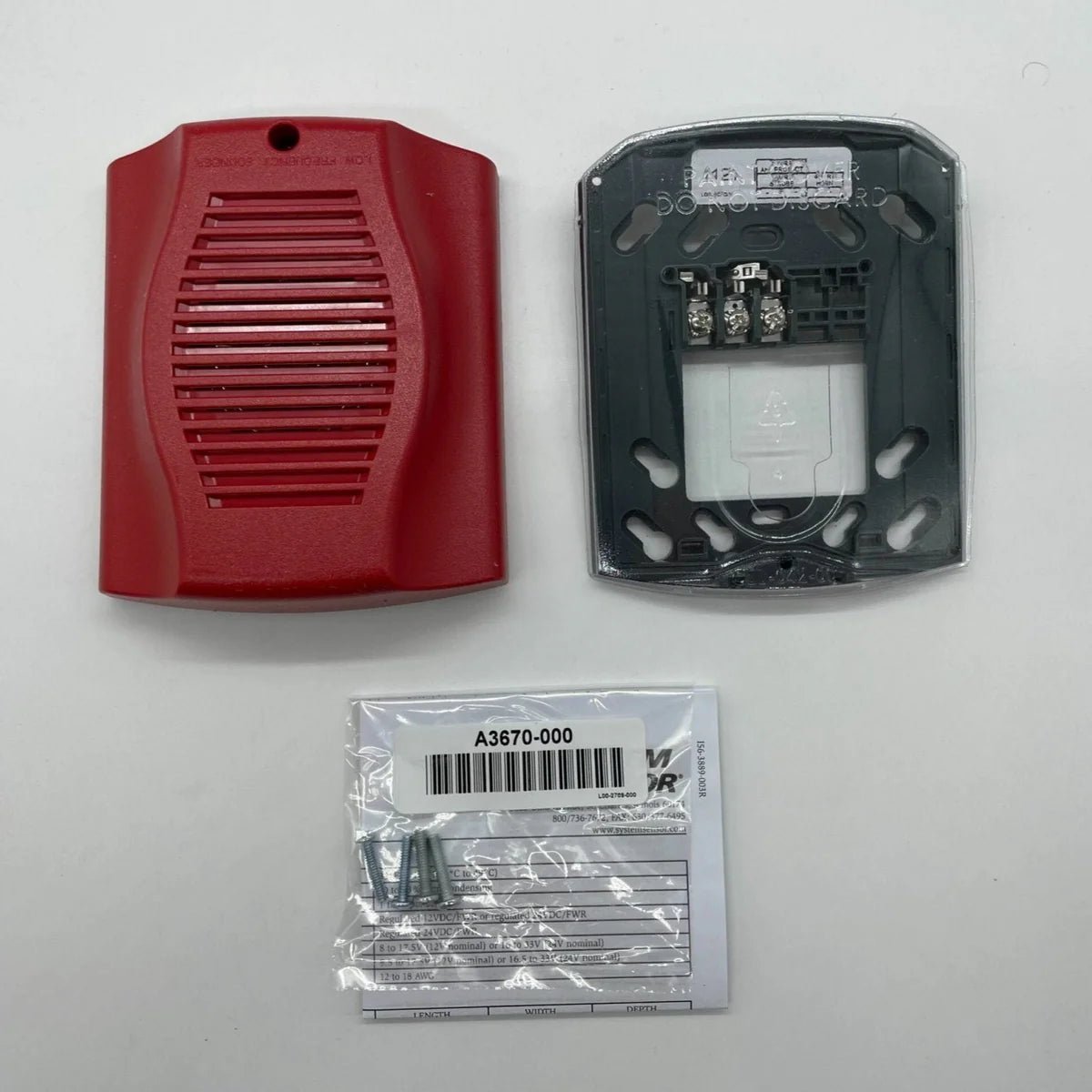 System Sensor HR-LF heat detector with white casing and mounting bracket, designed for fire alarm systems.