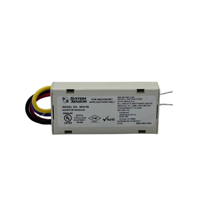 System Sensor M501M Jem Systems Canada fire alarm sensor mounted on wall with wiring visible