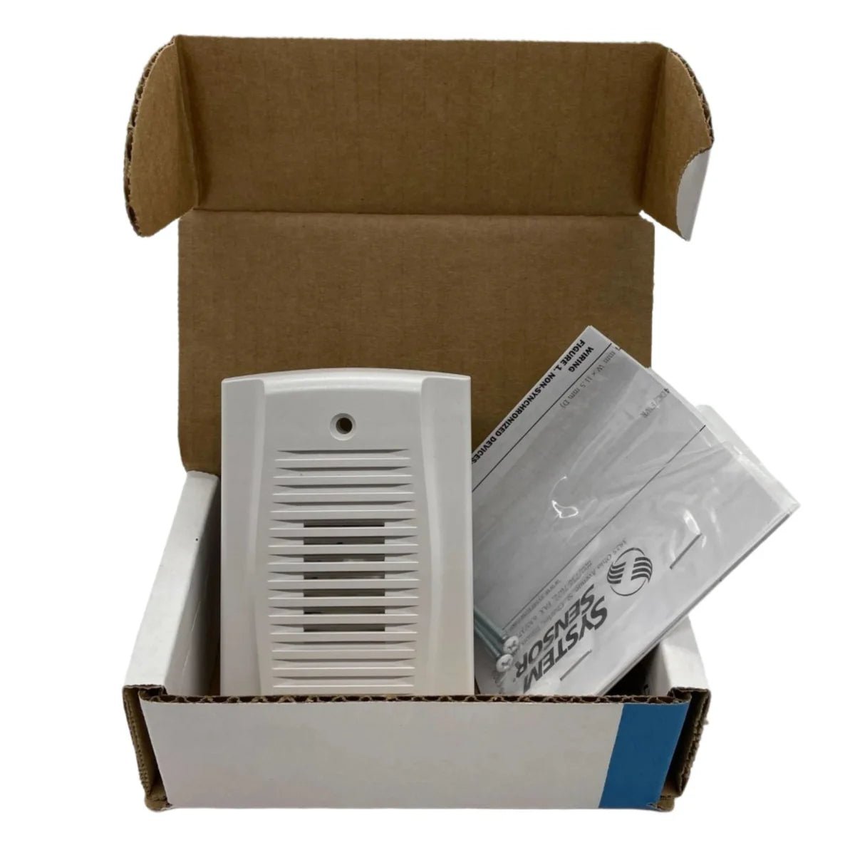 System Sensor MHW fire alarm horn strobe with white housing, designed for fire detection and notification systems.