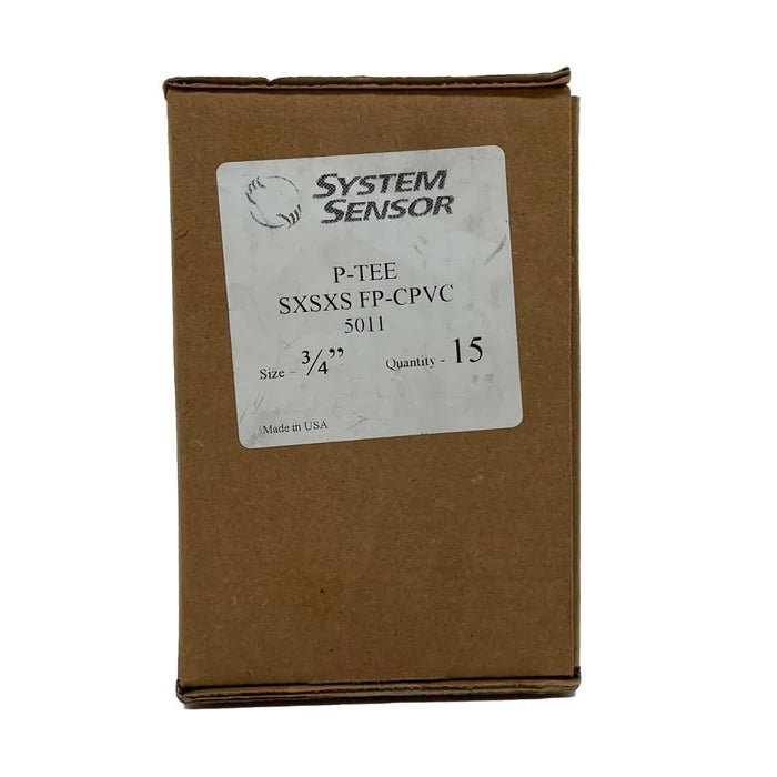 System Sensor P-TEE fire alarm detector fitting with mounting bracket and wiring connection for fire safety systems.