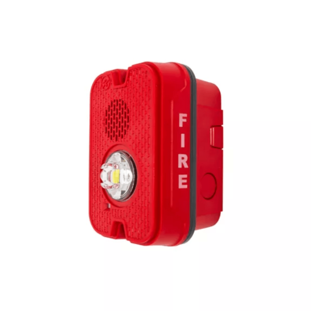 System Sensor P2GRKLED fire alarm with LED indicator and smoke sensor, mounted on a white wall.