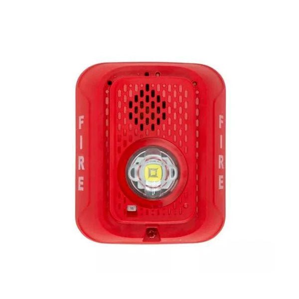 System Sensor P2RLED emergency exit sign with LED illumination, mounted on wall in a commercial setting.