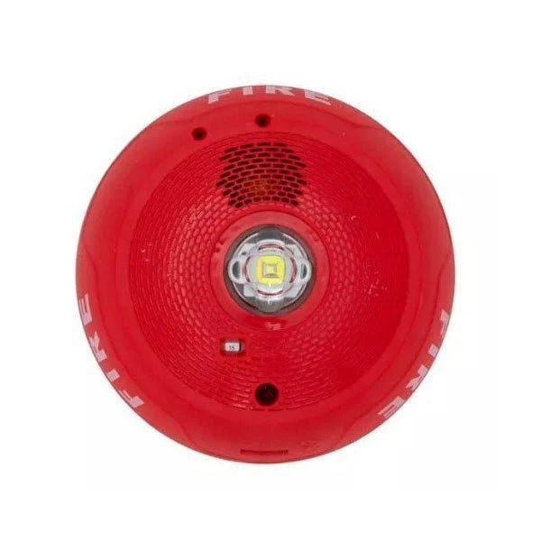 System Sensor PC2RLED emergency LED strobe light with red lens, designed for fire alarm systems and safety signaling.