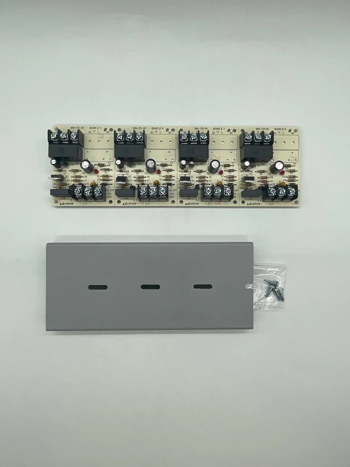 System Sensor R-14T fire alarm detector mounted on ceiling with a white plastic housing and sensor components visible.