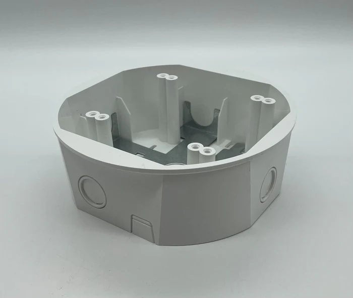 System Sensor SBBCW smoke detector with ceiling mount, featuring a black and white design and electronic components visible