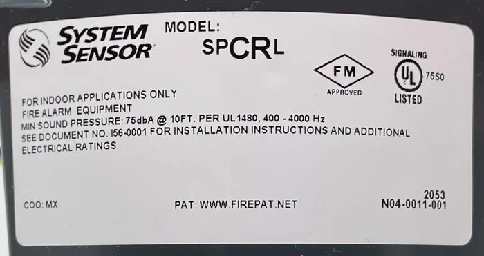 System Sensor SPCRL smoke detector with Jem Systems Canada logo, mounted on a ceiling with wiring visible.