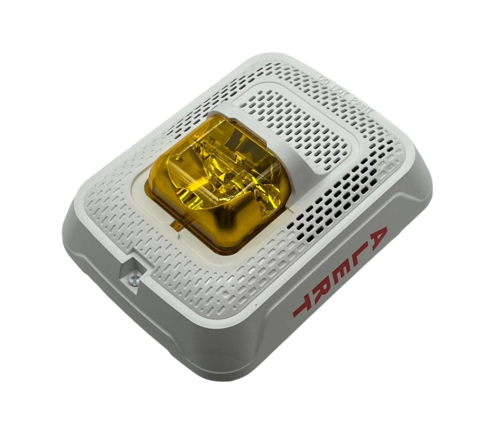 System Sensor ULC SPSWL-ALERT fire alarm with red smoke detector and wiring for safety alert system.