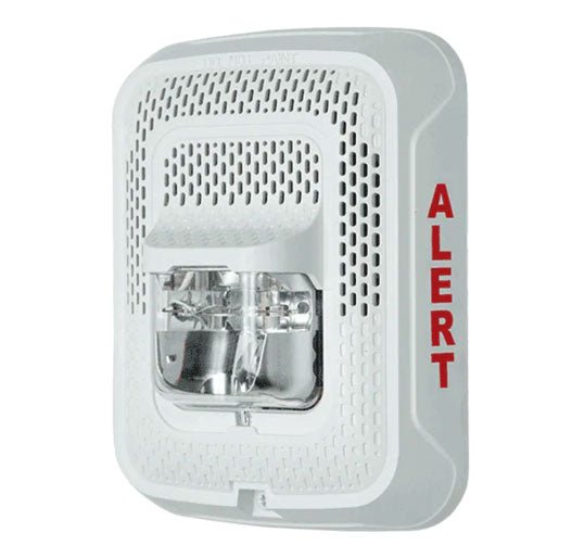 System Sensor ULC SPSWL-CLR-ALERT fire alarm with clear cover and alert indicator, designed for safety and fire detection.
