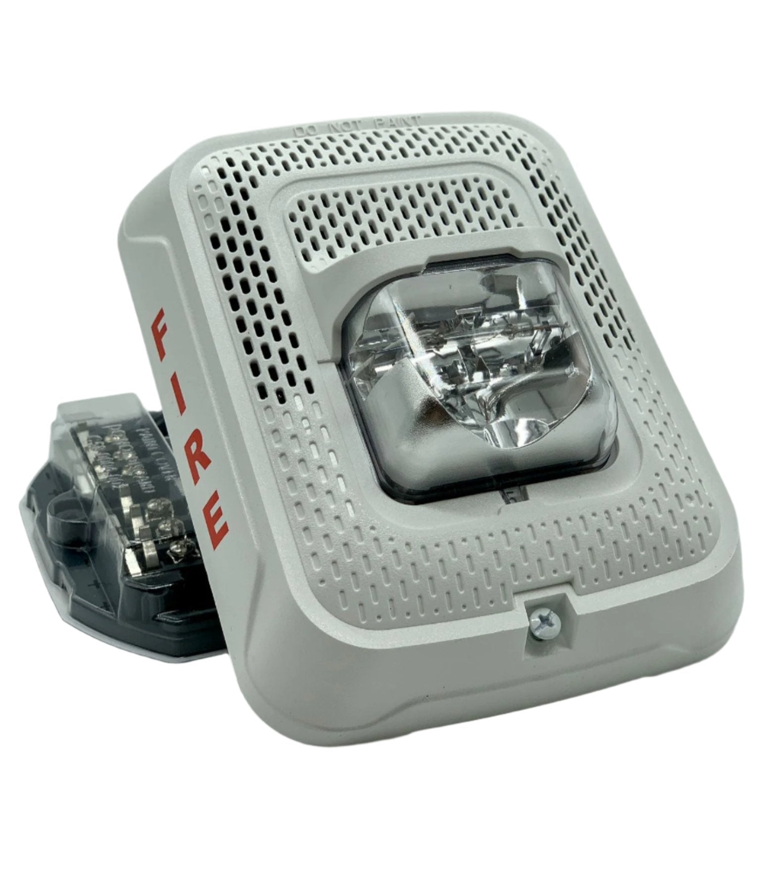 System Sensor SPSWL fire alarm switch with wiring and mounting components on a neutral background.