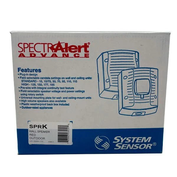 System Sensor SPRK alarm with sleek black design and mounting bracket, used for fire detection in commercial safety systems.