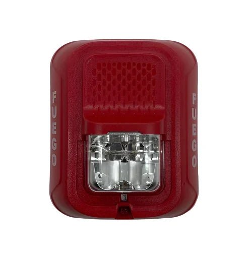 System Sensor SRL-SP fire alarm sensor with integrated switch, mounted on a wall in a building safety system.
