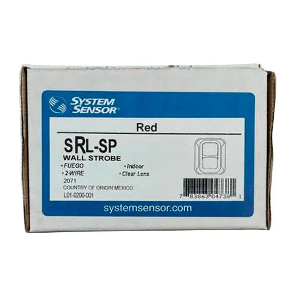 System Sensor SRL-SP smoke detector with alarm indicator, mounted on ceiling in a commercial setting