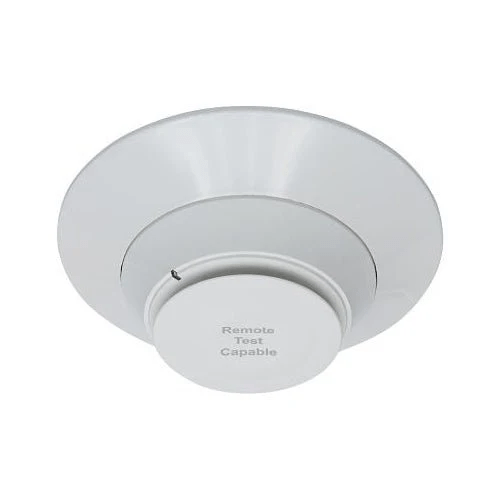 System Sensor SS-PHOTO-R photoelectric smoke detector showing its round design and sensor components.