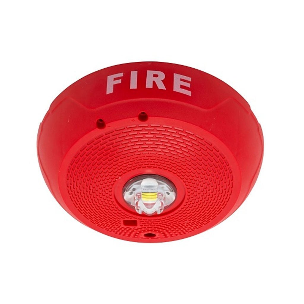 System Sensor SCRLED emergency LED strobe light with clear lens and mounting hardware for fire alarm systems.