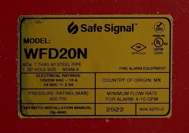 System Sensor WFD20N fire detector with alarm module, featuring a sleek design and mounting bracket for safety systems.