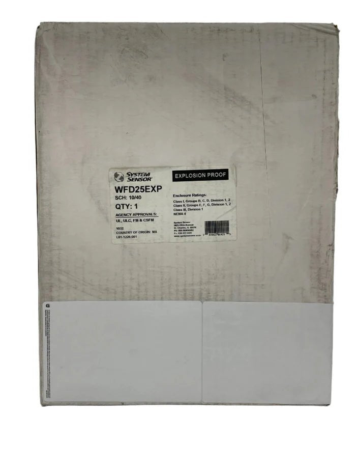 System Sensor WFD25EXP fire alarm detection module with wiring and mounting components on a white background