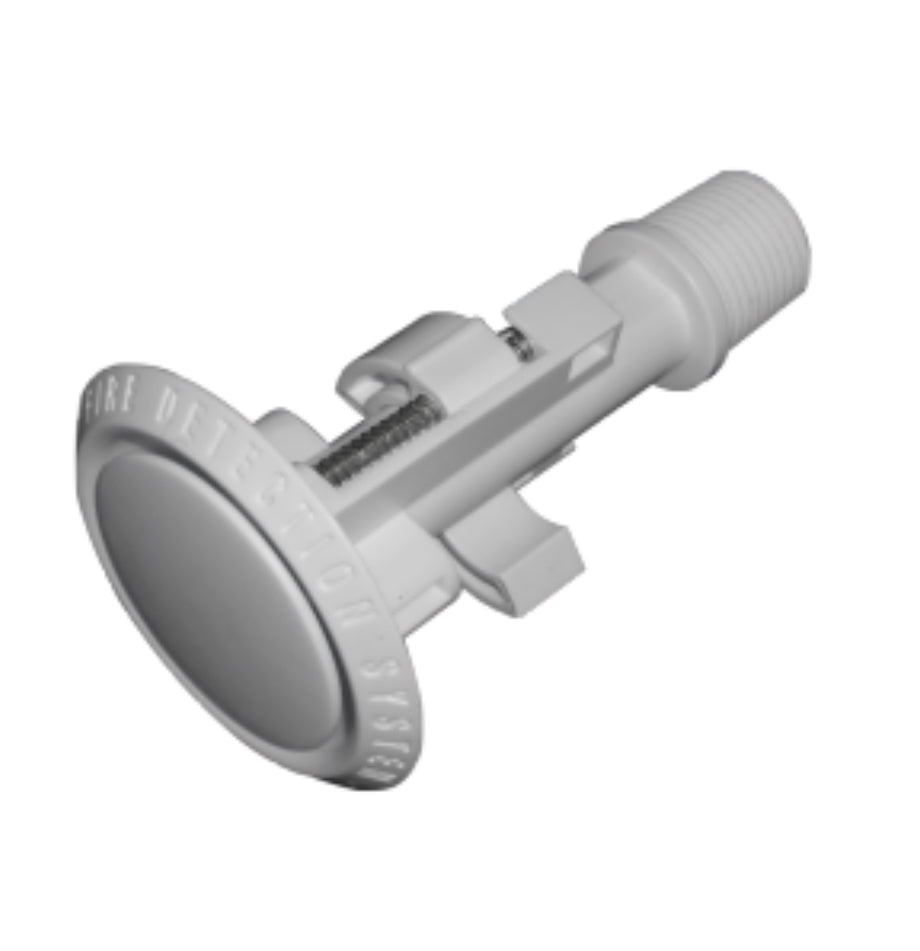 Vesda VSP-877 fire alarm sensor mounted on a ceiling, part of Vesda fire alarm system for early smoke detection.
