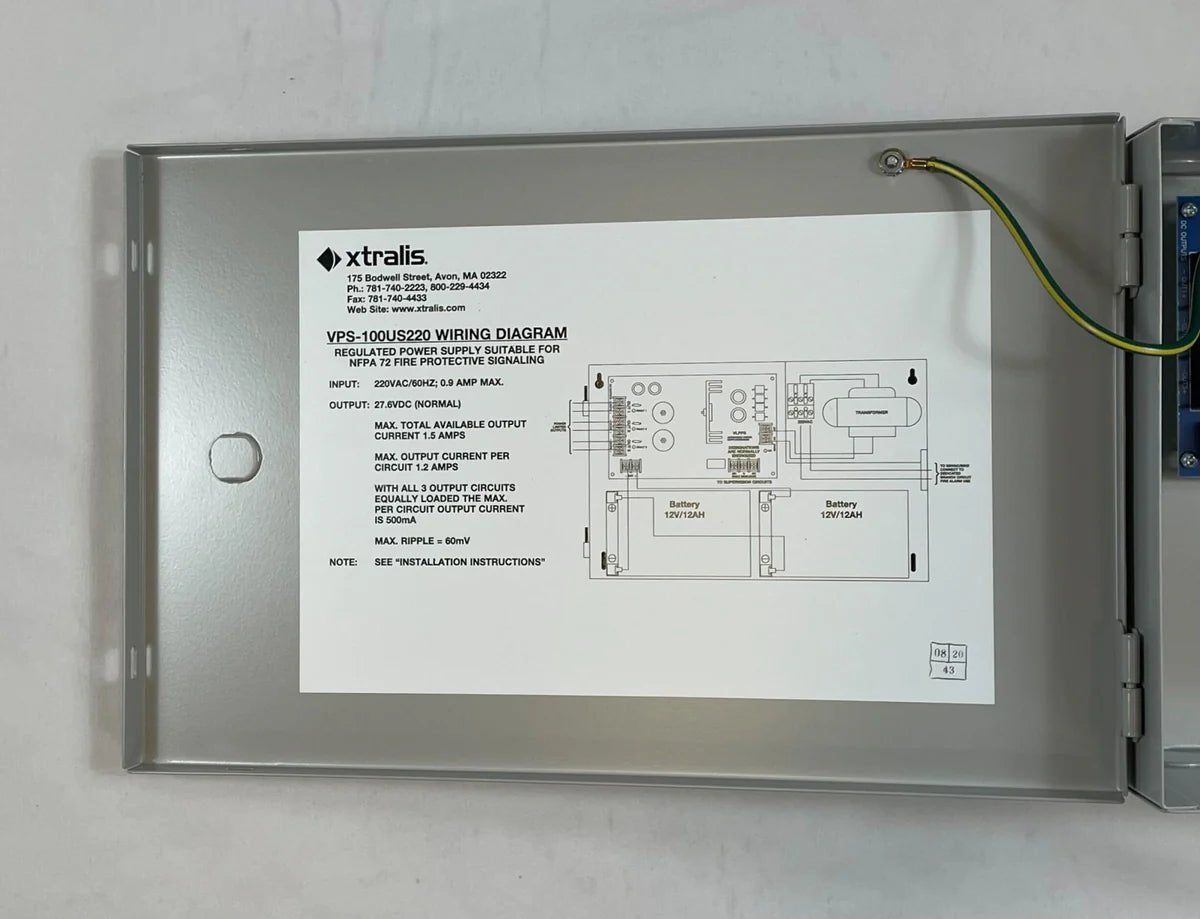 VESDA VPS-100US-220 fire alarm system with control panel and sensors, designed for advanced smoke detection in commercial buildings.