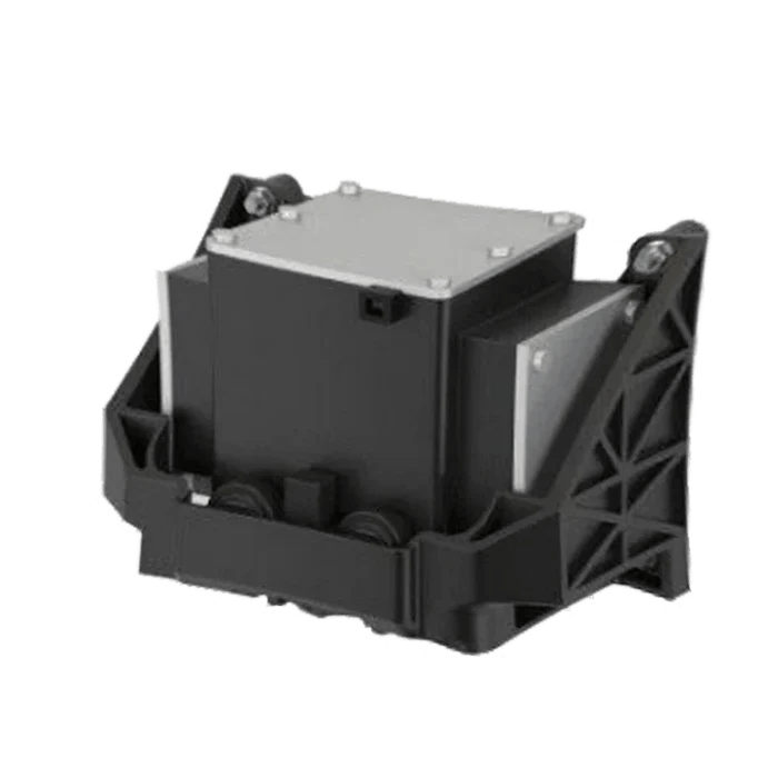 Vesda VSP-974 smoke detector by VESDA, mounted on ceiling with wiring visible in a professional installation setting.