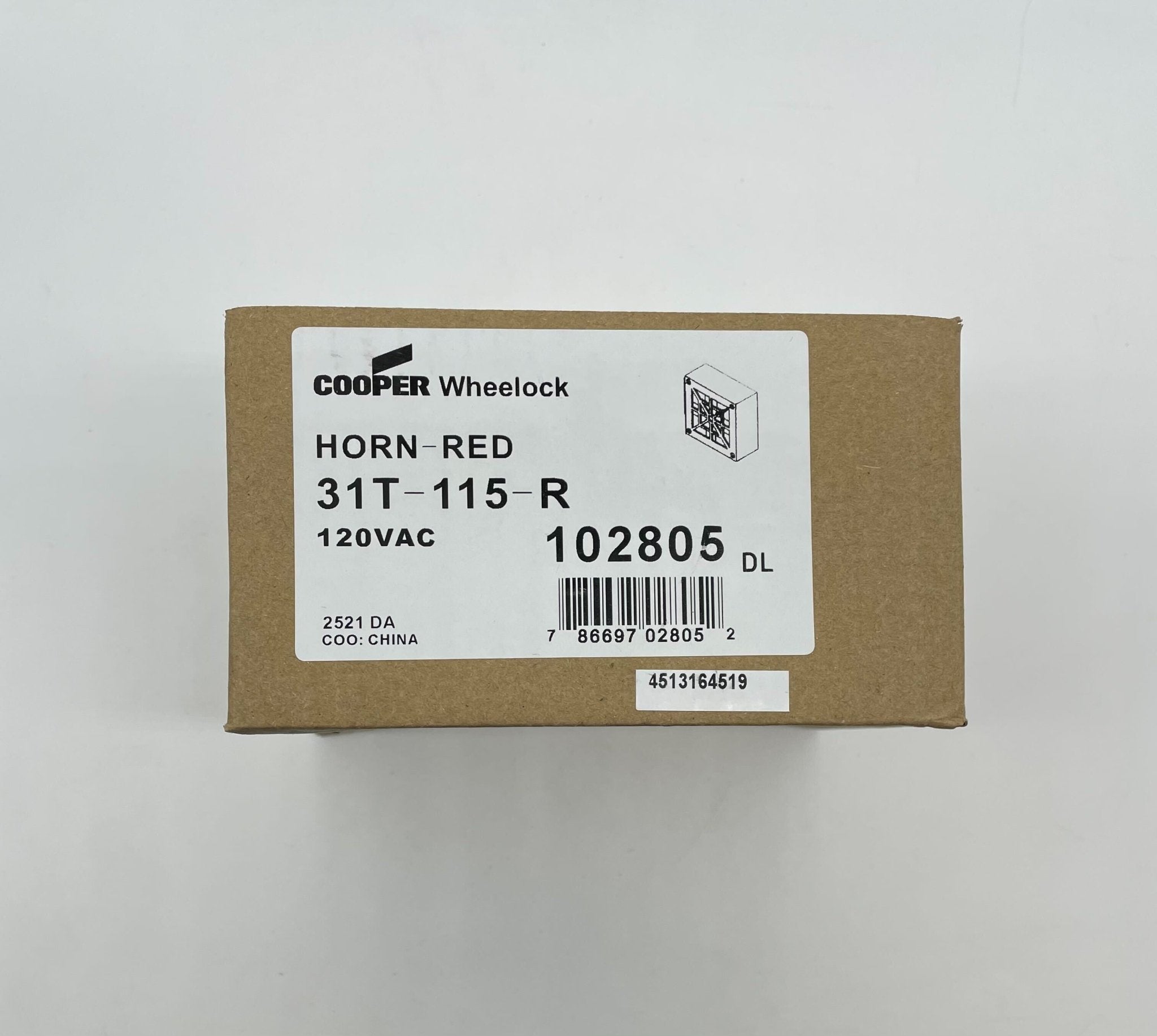 Eaton Wheelock 31T-115-R horn with metal mounting bracket, black finish, designed for industrial alert signaling.