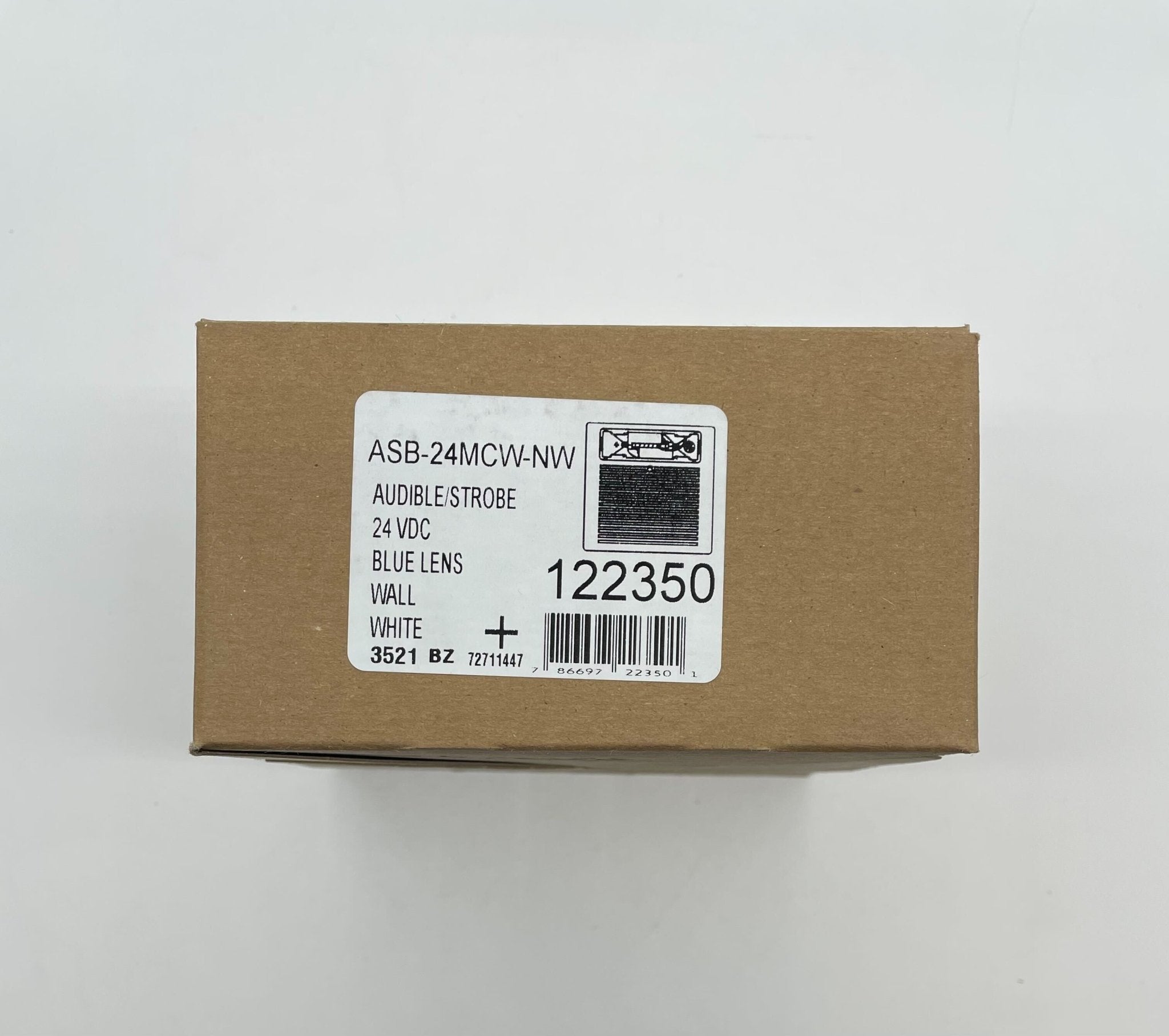 Eaton Wheelock ASB-24MCW-NW strobe light with white lens mounted on a ceiling for visual alert signaling.