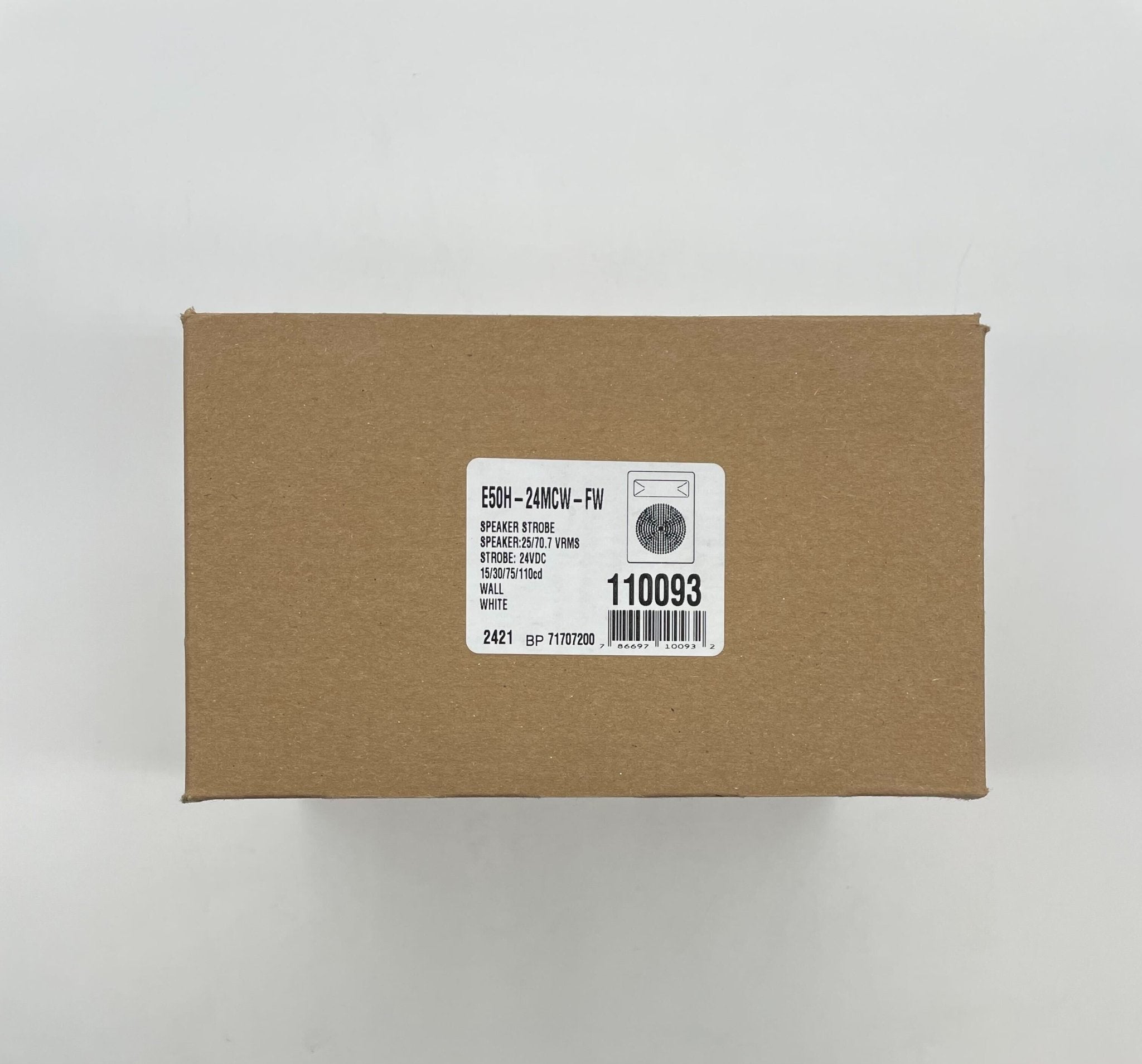 Eaton Wheelock E50H-24MCW-FW speaker strobe light mounted on wall with red warning light and emergency signaling features