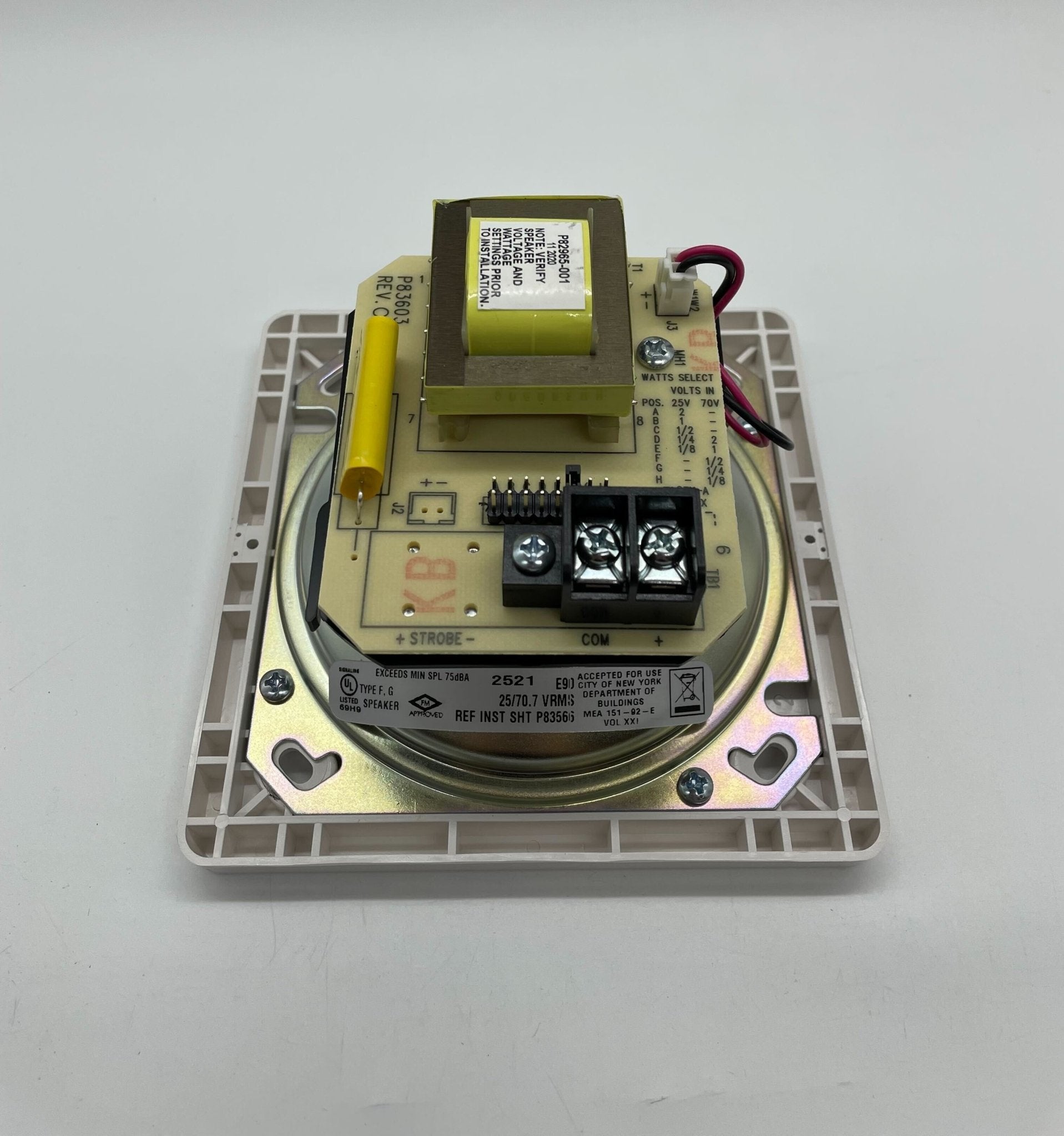 Eaton Wheelock E90-R speaker with black grille and mounting bracket, designed for commercial sound systems.