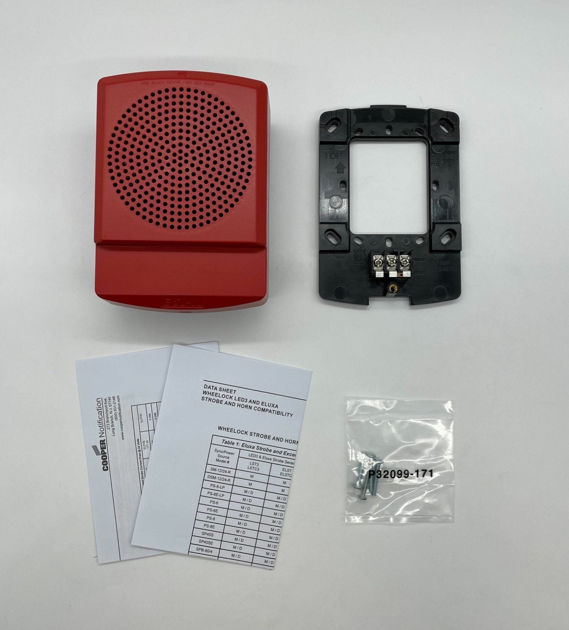 Eaton Wheelock ELFHNR sounder with a black housing and mounting bracket, designed for emergency notification systems.