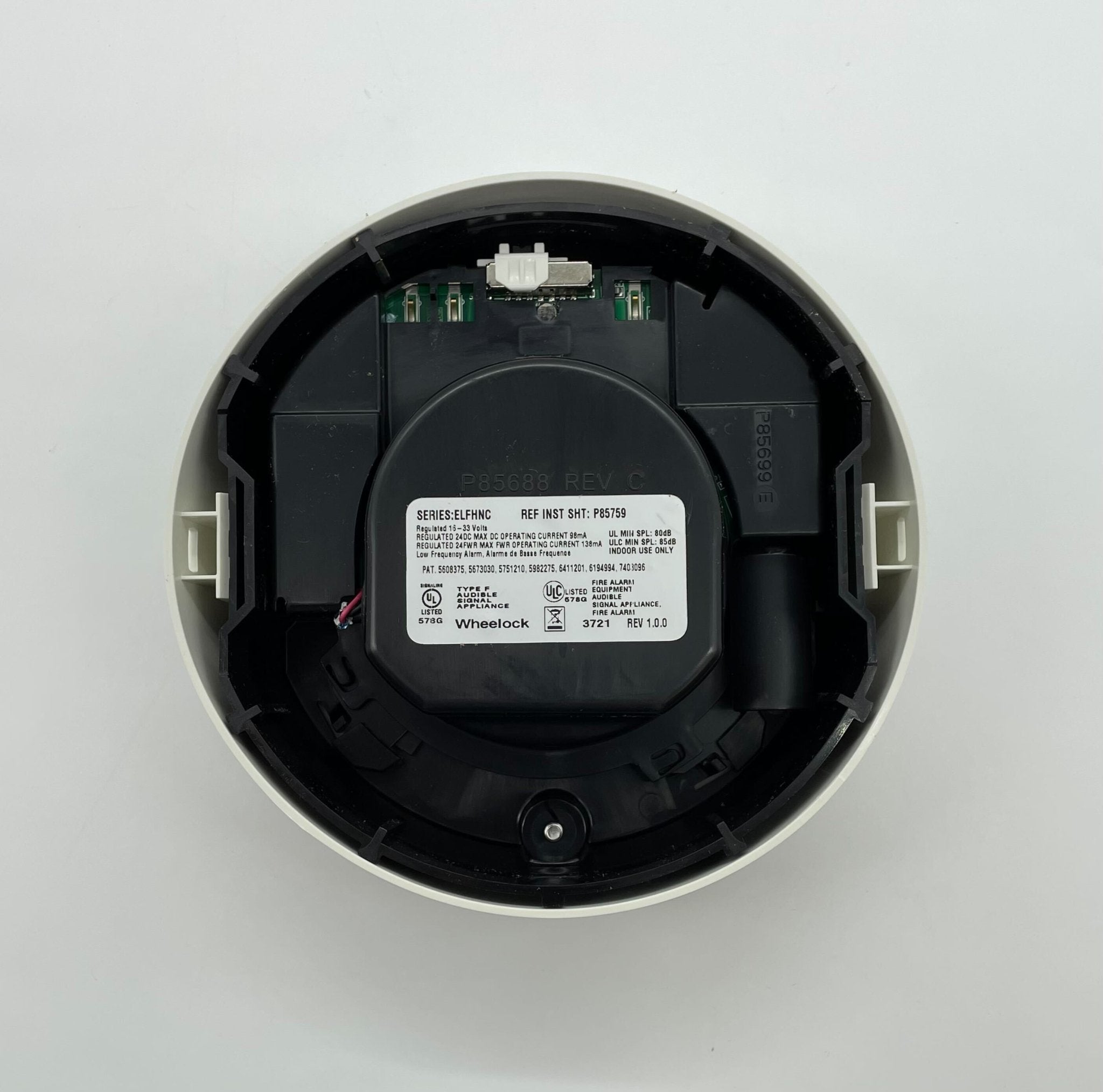 Eaton Wheelock ELFHNWC Horns with Jem Systems Canada label, showing the horn's front view and mounting details.