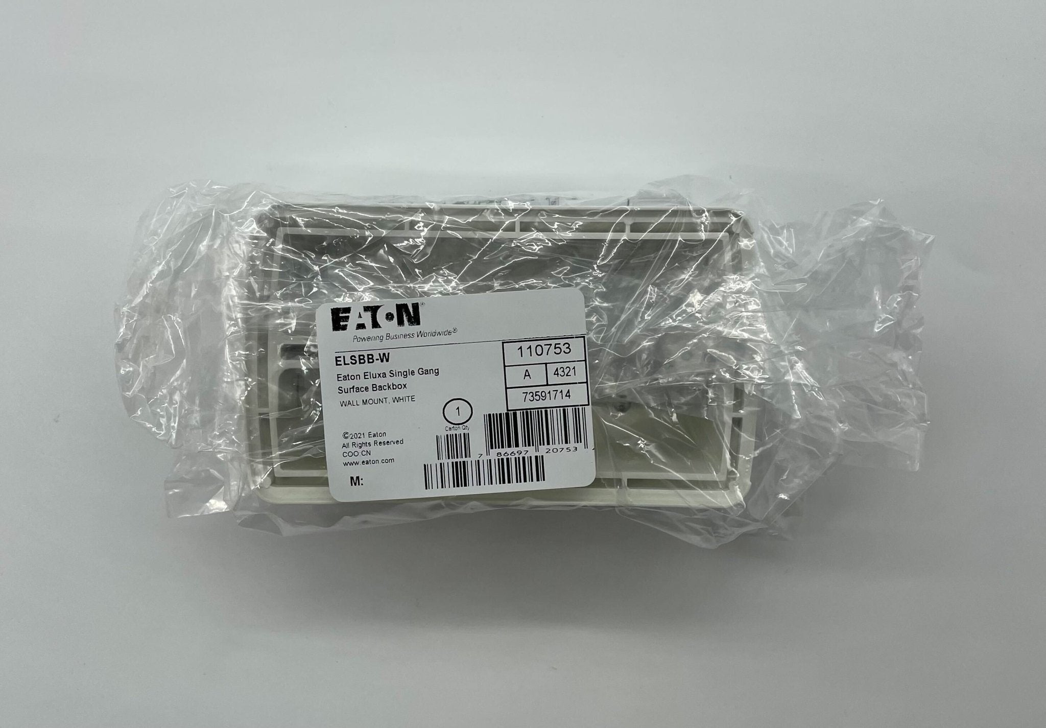 Eaton Wheelock ELSBB-W backbox, electrical enclosure with mounting features, shown in a close-up image.