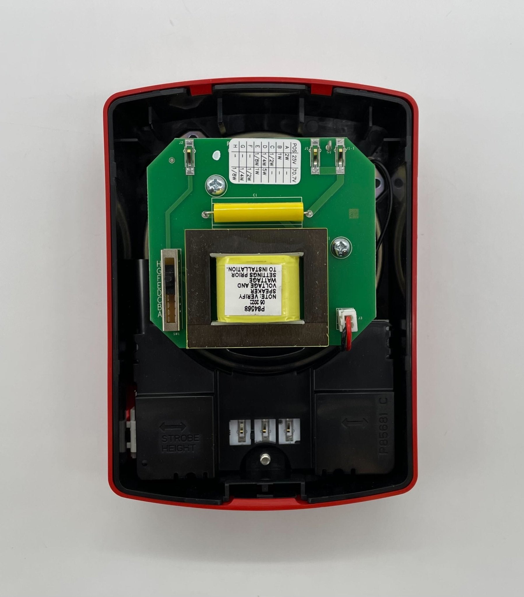 Eaton Wheelock ELSPSTR speaker strobe light mounted on a ceiling for emergency alert signaling.