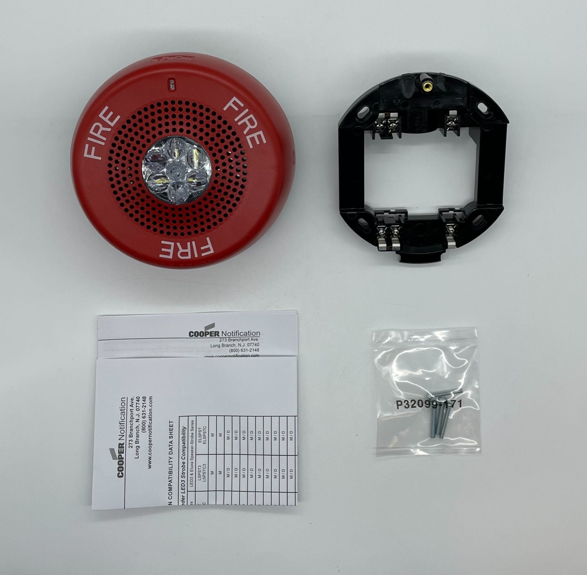Eaton Wheelock Eluxa High Fidelity Speaker Strobe mounted on wall, showing its sleek design and speaker grille with strobe light.
