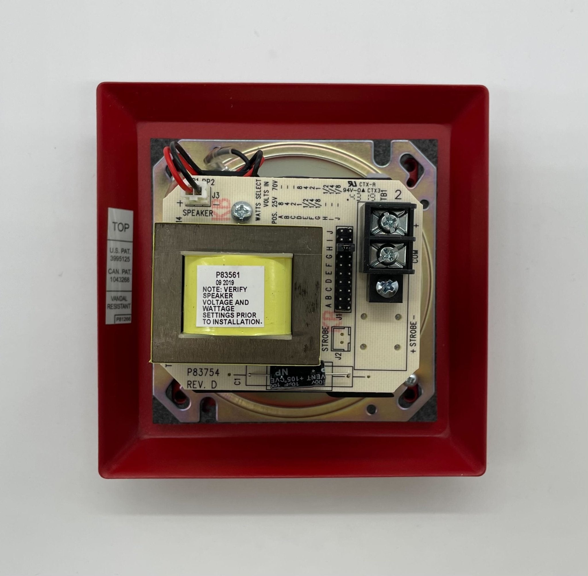 Eaton Wheelock ET-1080-R speaker mounted on a wall, designed for commercial audio applications, with a black finish.