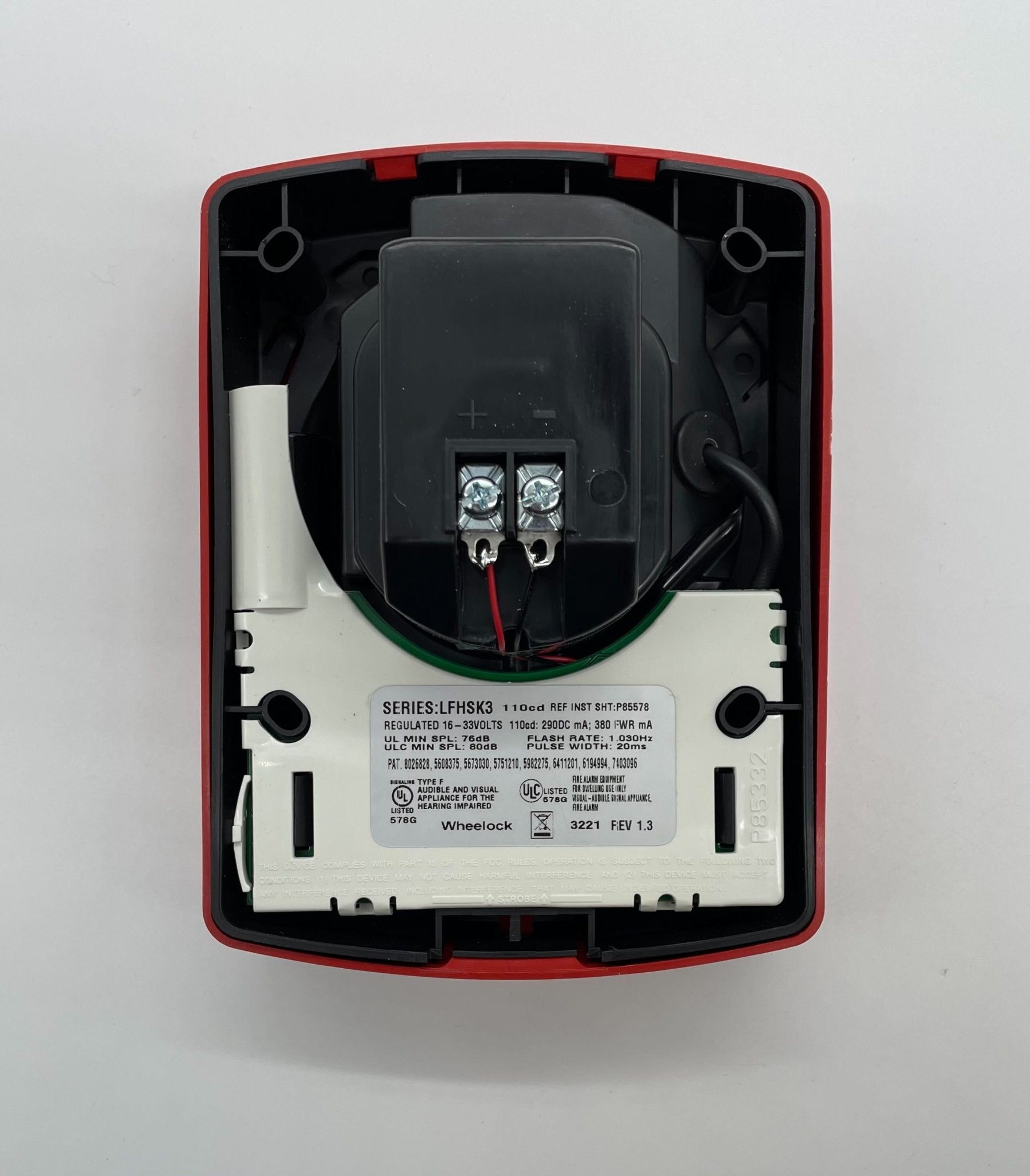 Eaton Wheelock LFHSKR3-CO horn with mounting bracket, black finish, designed for industrial signaling and alert systems.