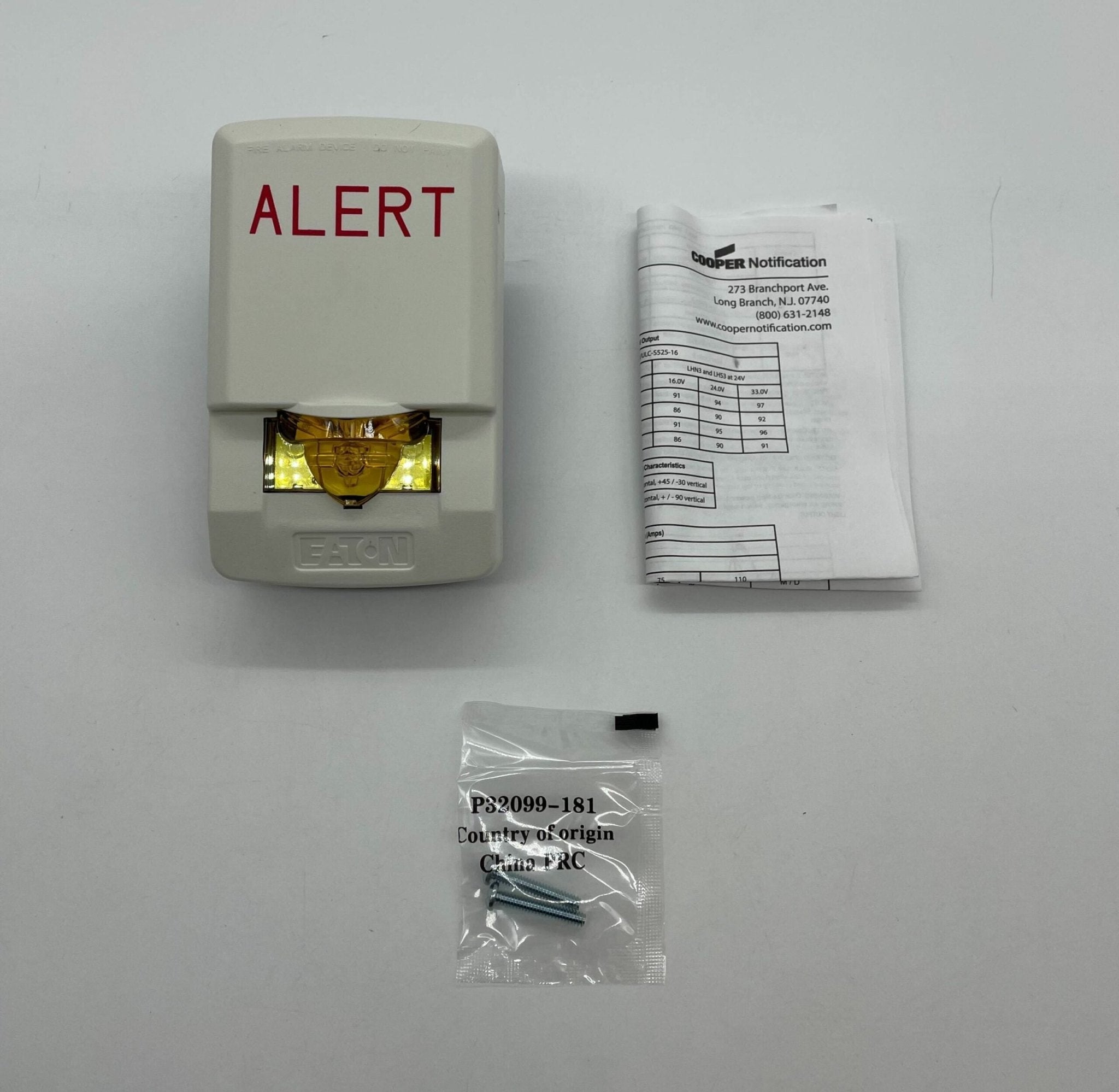 Eaton Wheelock LSTW3-ALA strobe light with red lens and mounting bracket, designed for emergency signaling and alert systems.