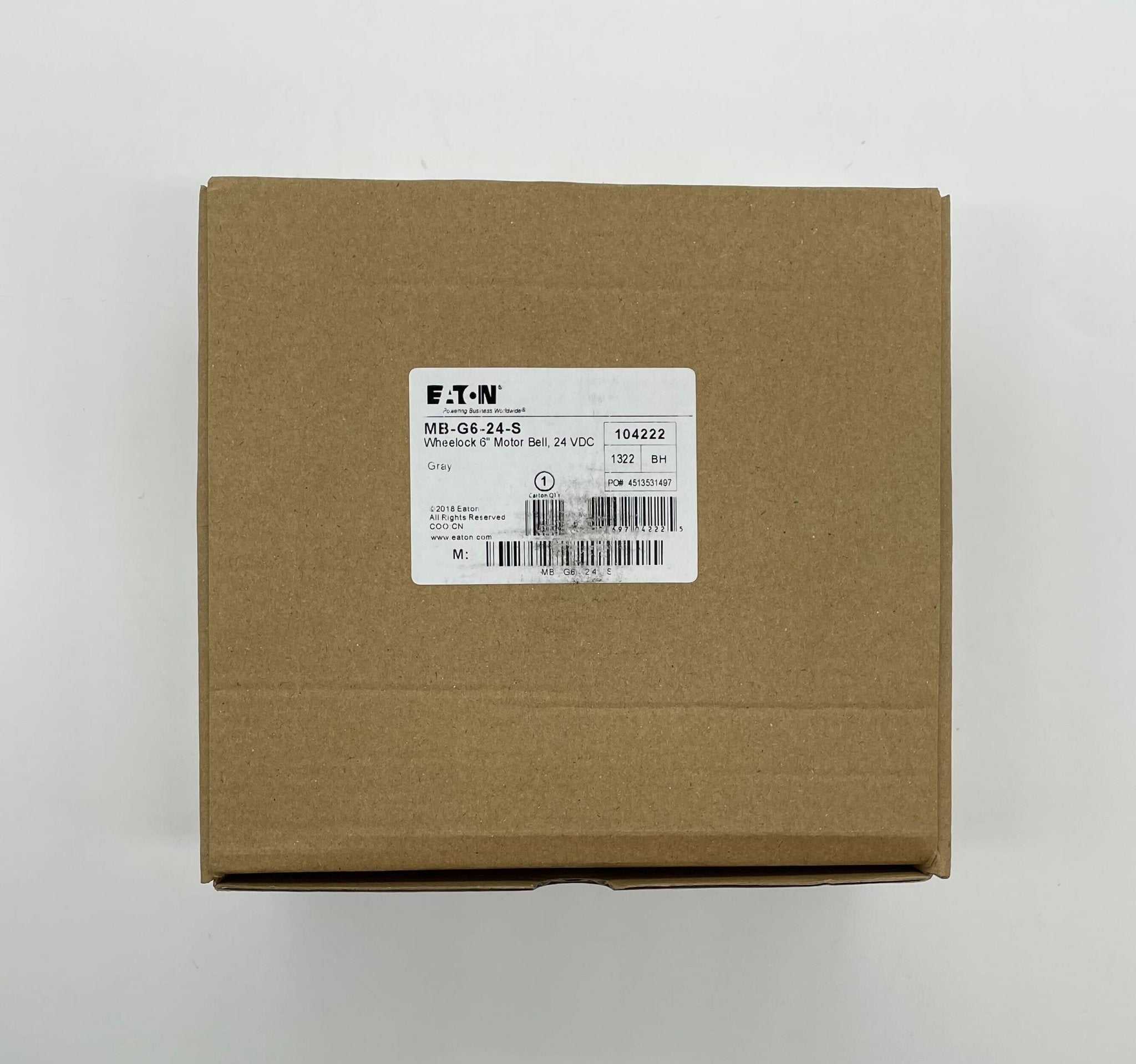 Eaton Wheelock MB-G6-24-S bell with metal casing and mounting hardware, designed for emergency warning systems.