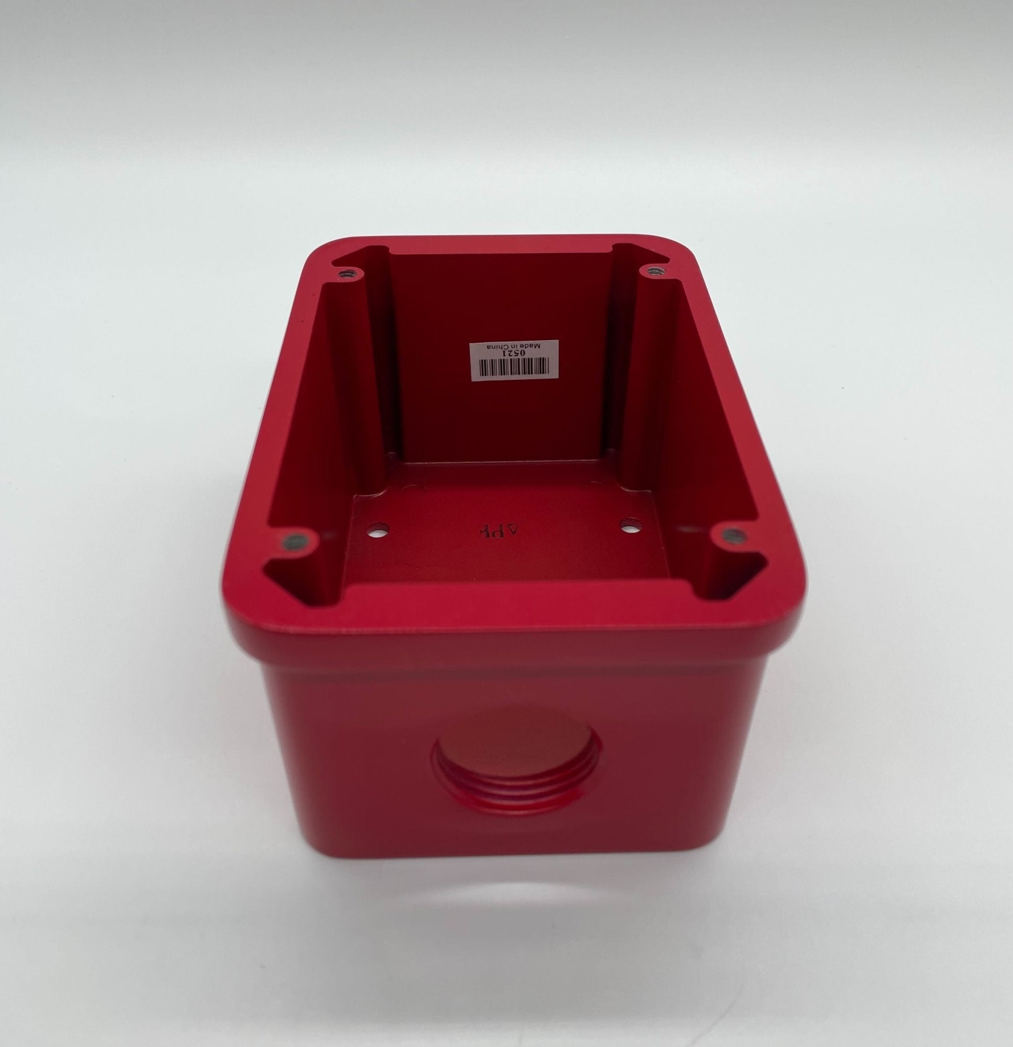 Eaton Wheelock MPS-WP backbox mounted on a wall, used for electrical installations, with visible mounting features.