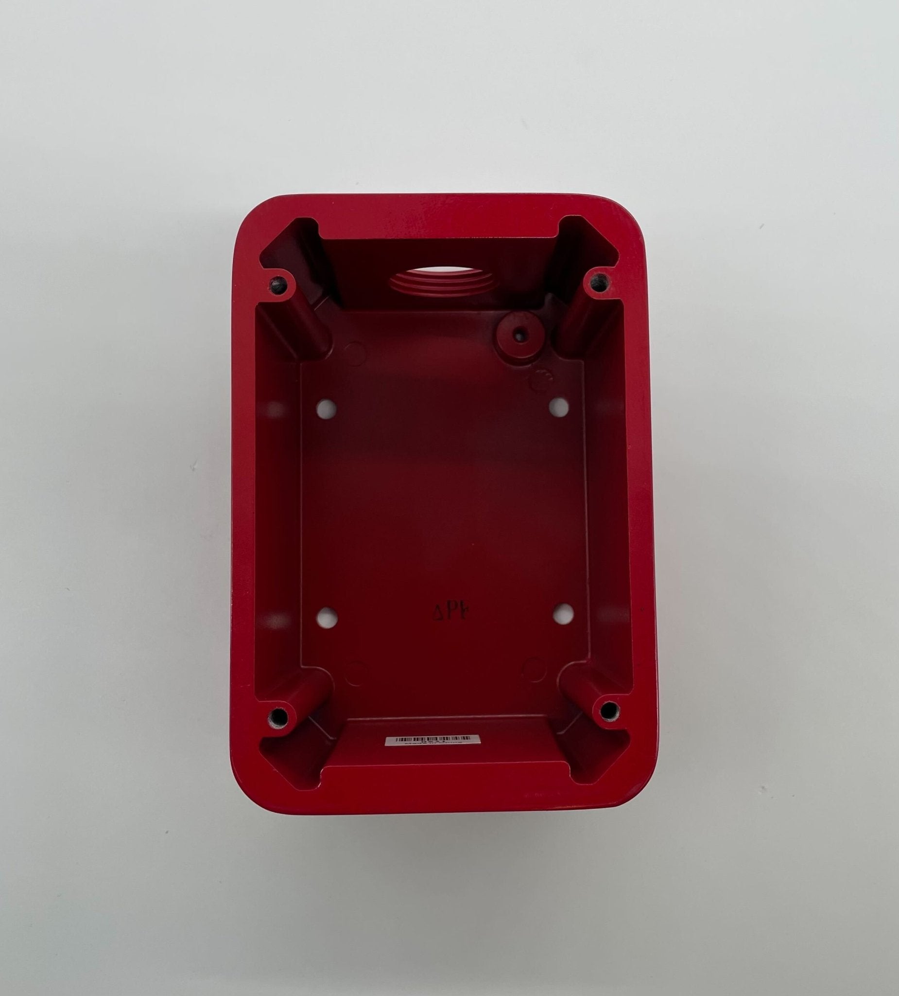 Eaton Wheelock MPS-WP backbox mounted on a wall, designed for electrical system installation by Wheelock.