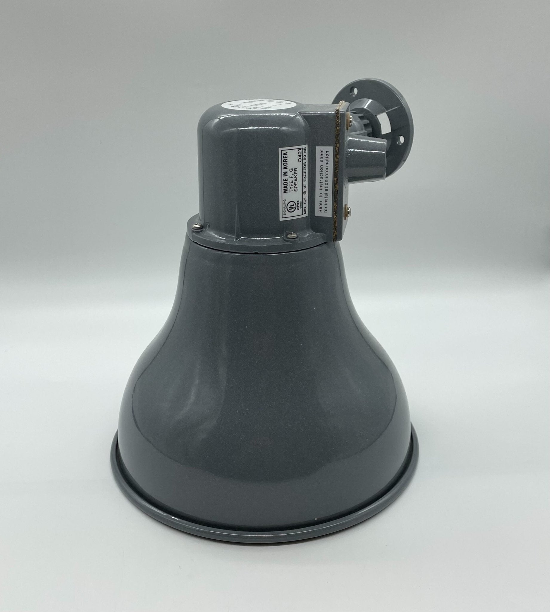 Eaton Wheelock STH-15S horns, industrial signaling horns with metal housing, mounted on a white background.