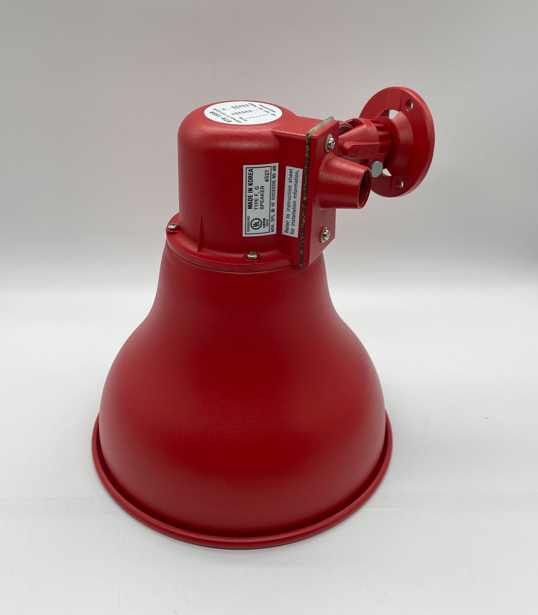 Eaton Wheelock STH-15SR horn with metal mounting bracket and wiring connections, designed for loud warning sounds.