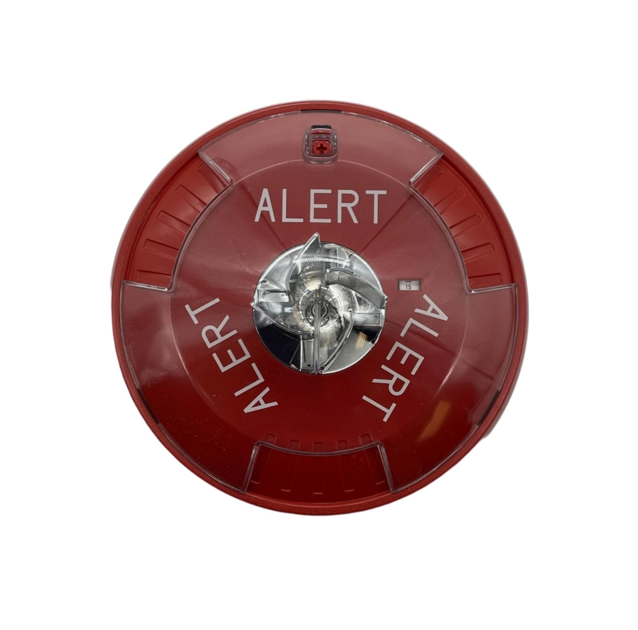 Eaton Wheelock STRC-AL strobe light with aluminum housing, mounted on a wall, designed for emergency signaling.