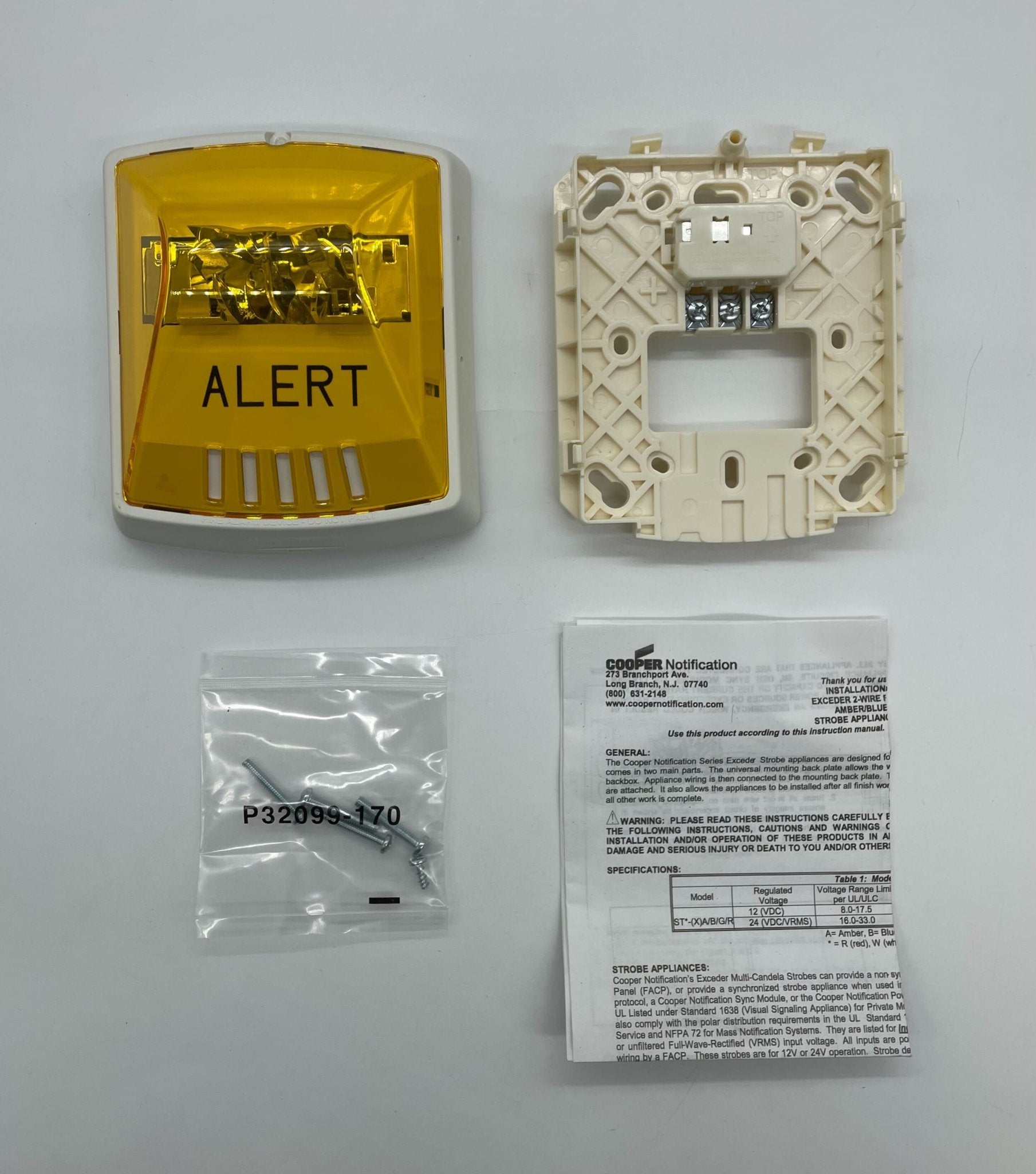 Eaton Wheelock STW-ALA strobe light with clear lens and mounting hardware, designed for emergency warning systems.