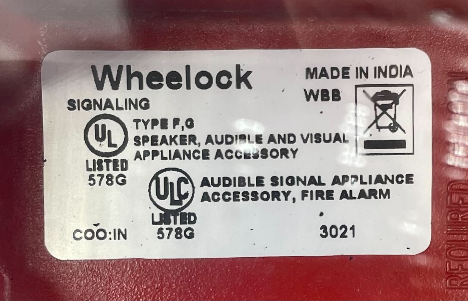 Eaton Wheelock WBB-R-1/2T-1/2B backbox, metal enclosure with knockout openings for electrical wiring, shown from front view