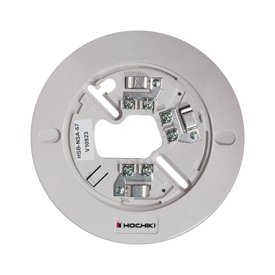 Hochiki HSB-NSA-67 fire alarm sensor showcasing a compact, wall-mounted smoke detection device from Hochiki brand.