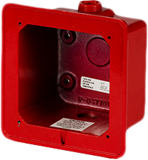 Edwards 2459-WPB-R fire alarm with red indicator light and mounting bracket, designed for commercial fire safety systems