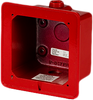 Edwards 2459-WPB-R fire alarm with red indicator light and mounting bracket, designed for commercial fire safety systems