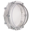 STI-1217 fire alarm system sensor by STI, mounted on a wall, with warning indicator light and wiring visible.