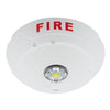 System Sensor SCWLED emergency LED light with white casing mounted on ceiling, designed for safety and illumination.